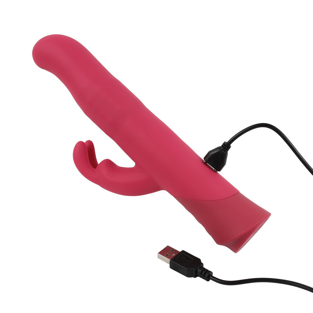 vibromasseur rabbit bordeaux avec cable de recharge