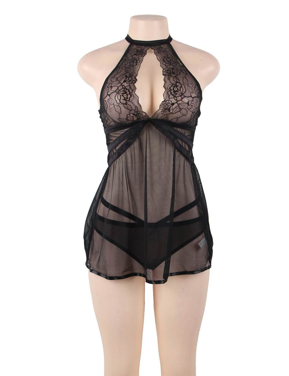 Nuisette Babydoll Trèfle - Dentelles et voile - Sensual Lingerie