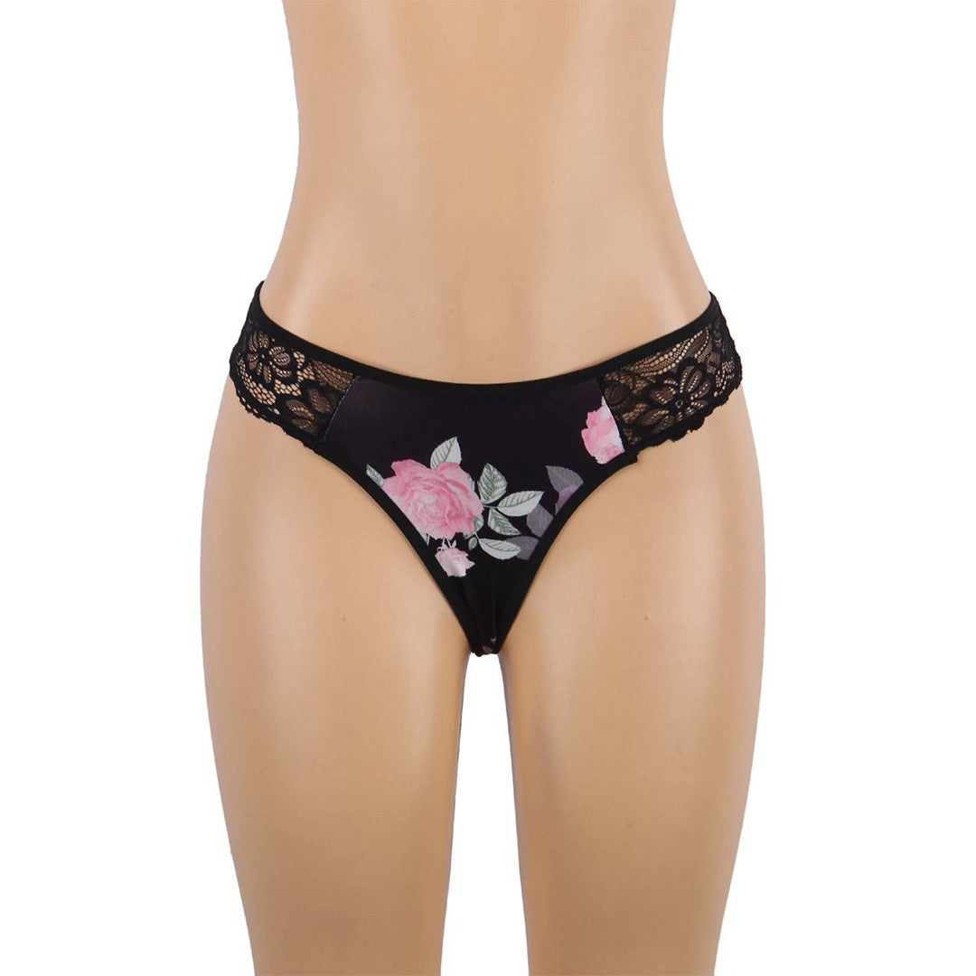 Nuisette fleurie en satin Maggy - Sensual Lingerie