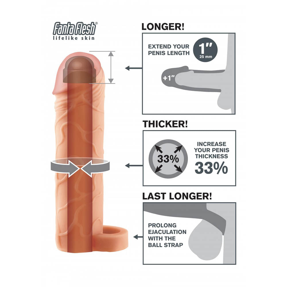 Extension de Pénis Perfect 1 avec Cockring Testicules et instructions
