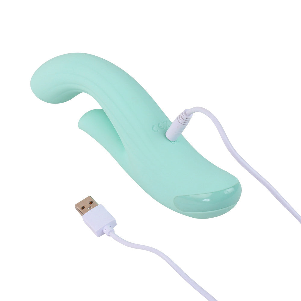 vibromasseur comete a double stimulation bleu en charge
