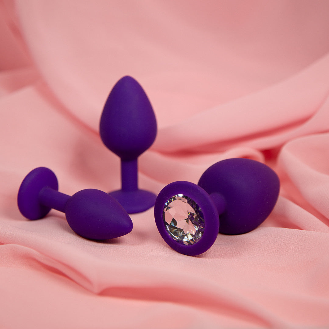 Plug Anal Joyau Noir et Violet - S, M et L - Be Happy