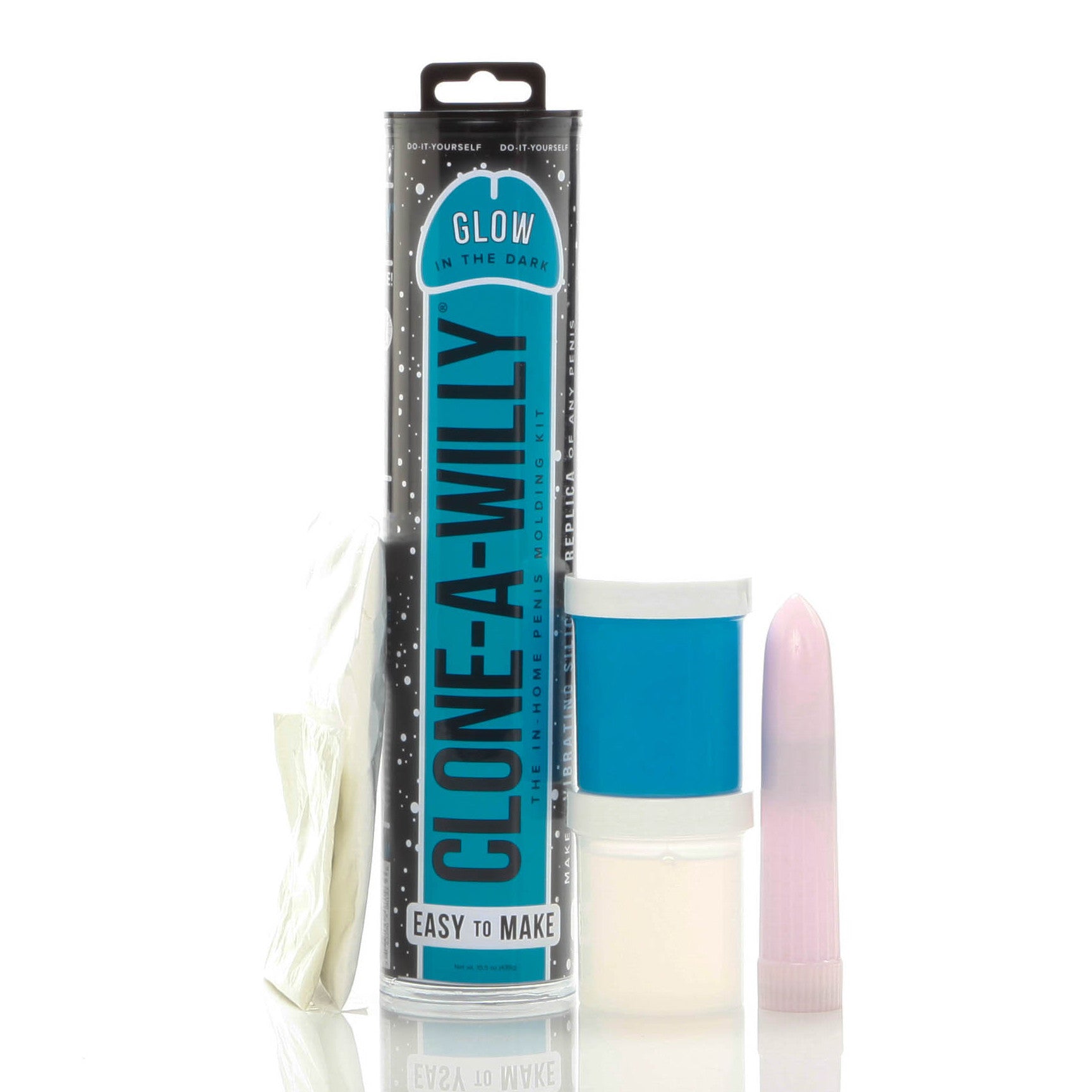 Kit Moulage de Pénis Vibrant Phosphorescent Bleu