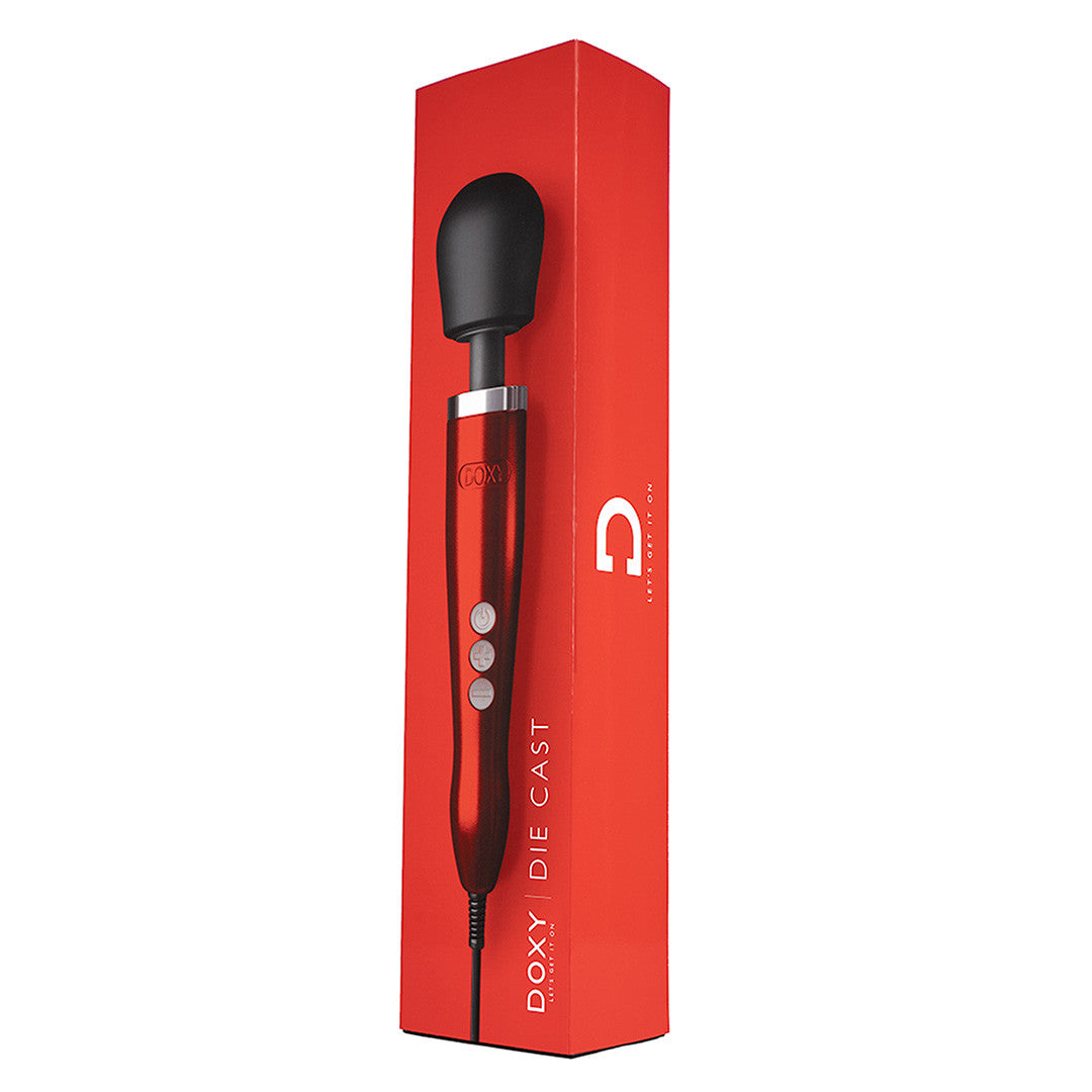 Stimulateur Clitoridien Puissant Doxy Métal - Doxy - rouge vue boîte verticale