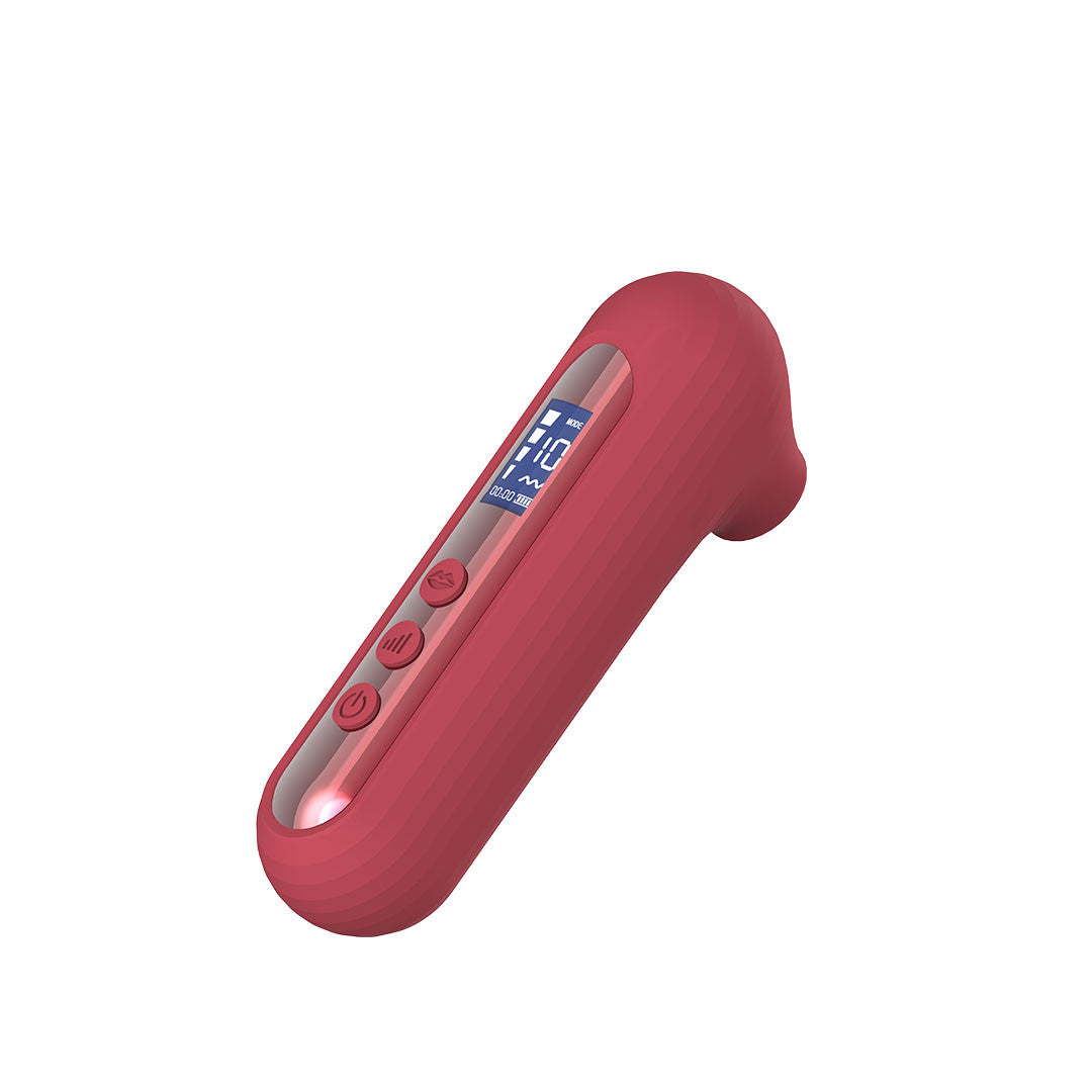 Aspirateur clitoridien silicone Contact - rouge - Be Happy - vue de profil