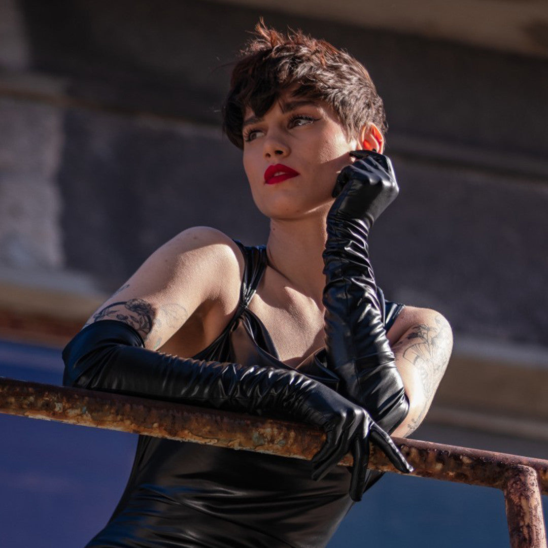 Gants Longs Wetlook Noir
