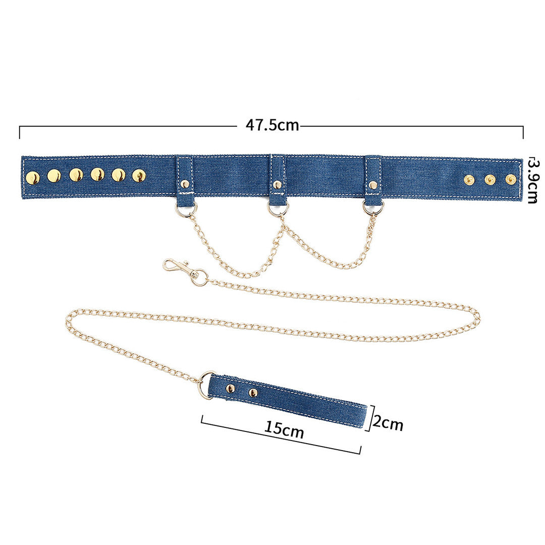 Coffret Bondage en Jean Collier avec Laisse