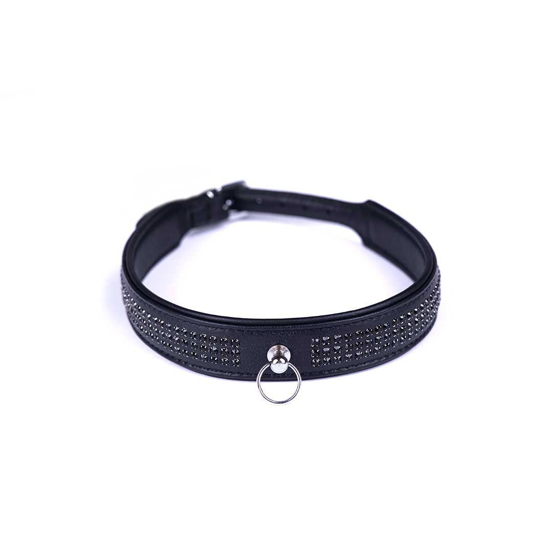 Collier Cuir 3 Rangées Strass