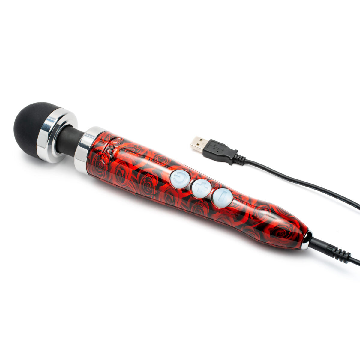 Stimulateur Clitoridien Die Cast - 3R - Rechargeable - Doxy - couelur rouge motif roses - chargeur