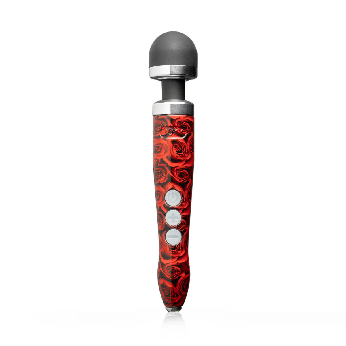 Stimulateur Clitoridien Die Cast - 3R - Rechargeable - Doxy - couelur rouge motif roses - vue face
