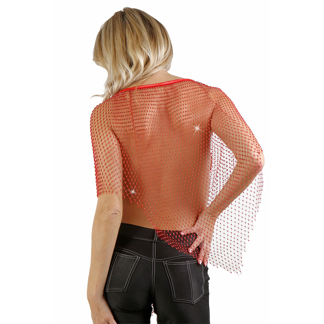Top Poncho Strass Starline Rouge
