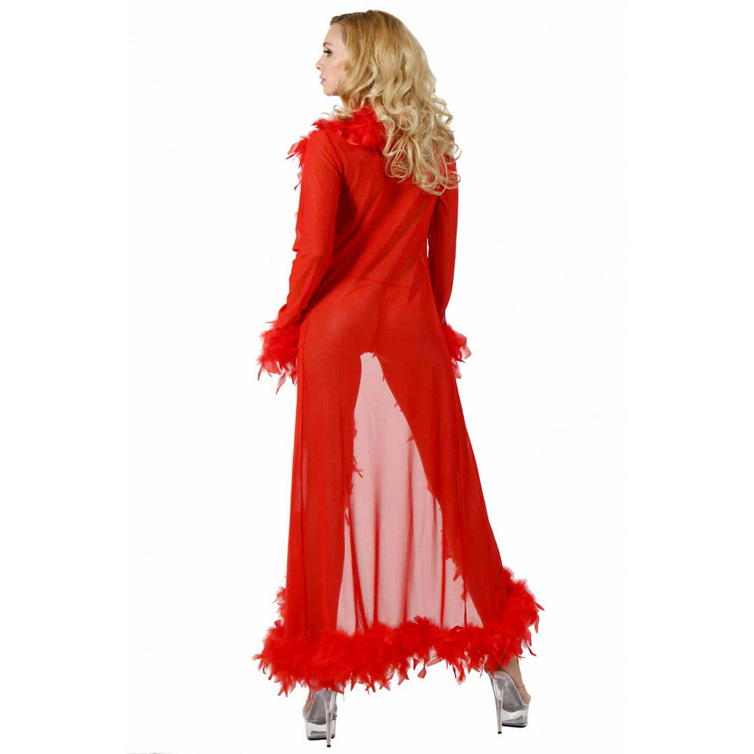 Manteau Long Plume et Voile Mistress Rouge