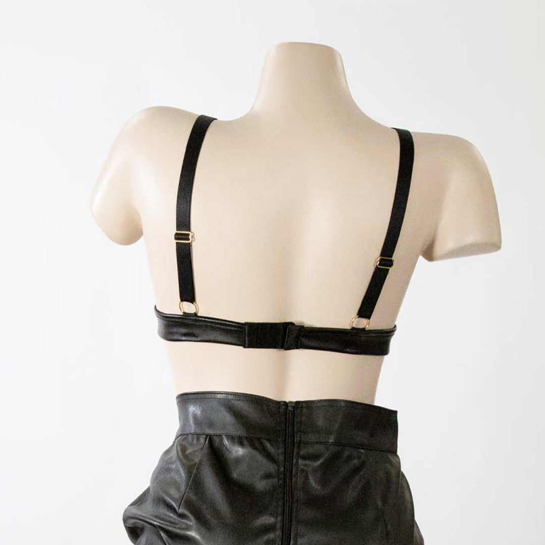 Top Simili Cuir Bijou Or Satellite
