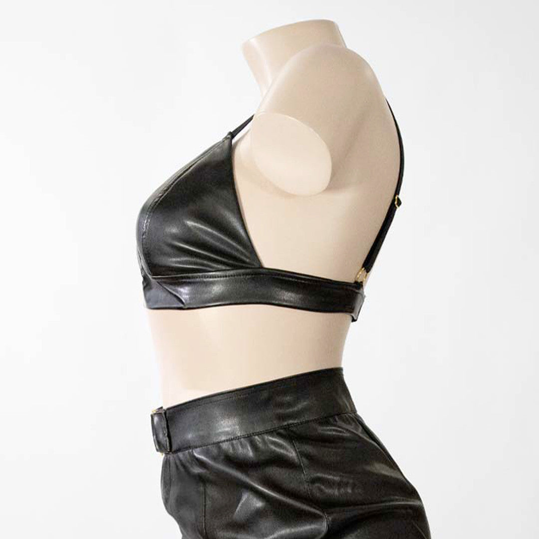 Top Simili Cuir Bijou Or Satellite