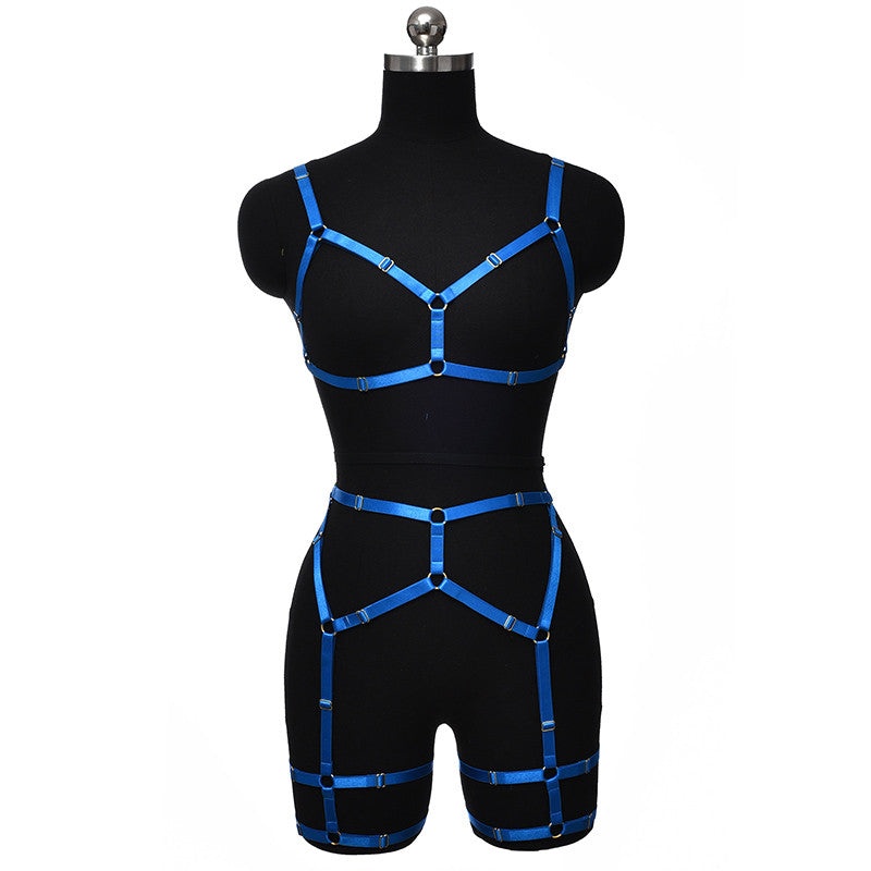 Set Harnais Brillant Sexy Bleu