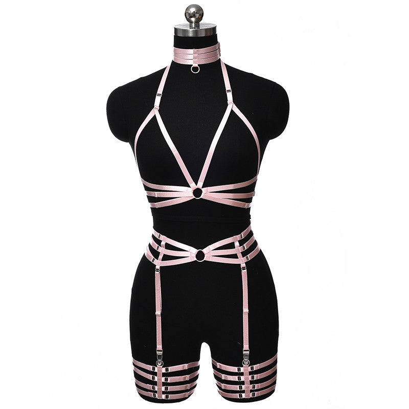 Set Harnais Brillant Complet Rose