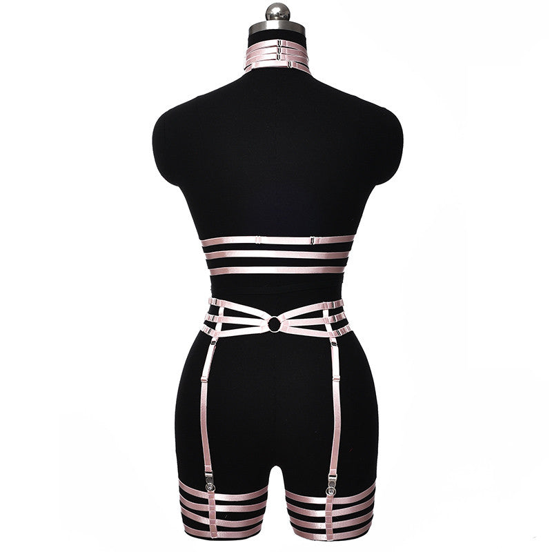 Set Harnais Brillant Complet Rose