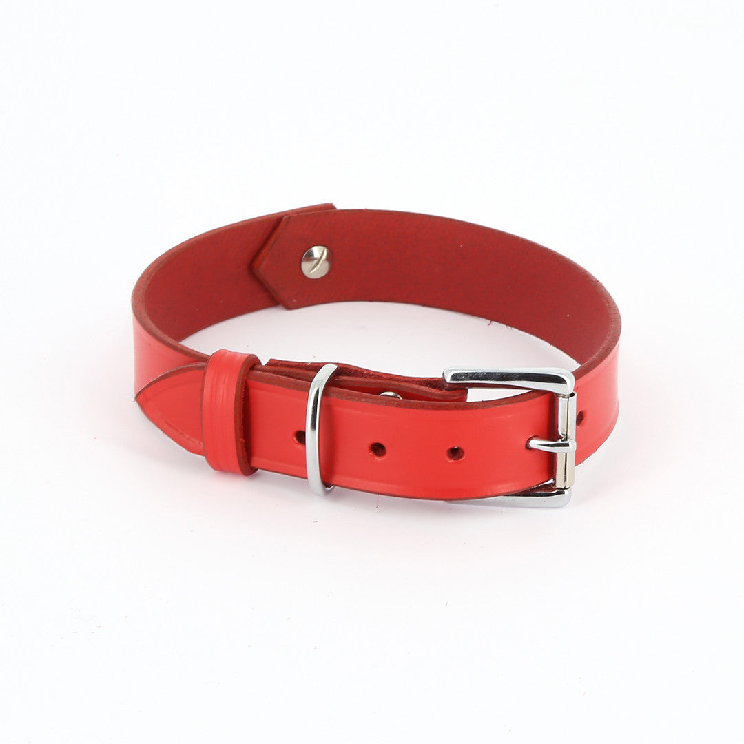 Collier Cuir Anneau Rouge