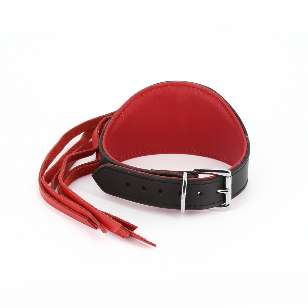 Collier Cuir Frange Noir/Rouge