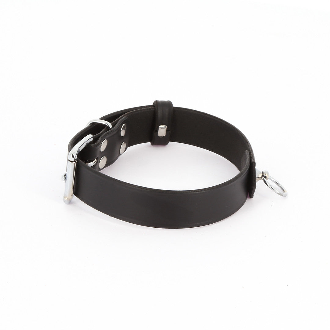 Collier Cuir Anneau Noir