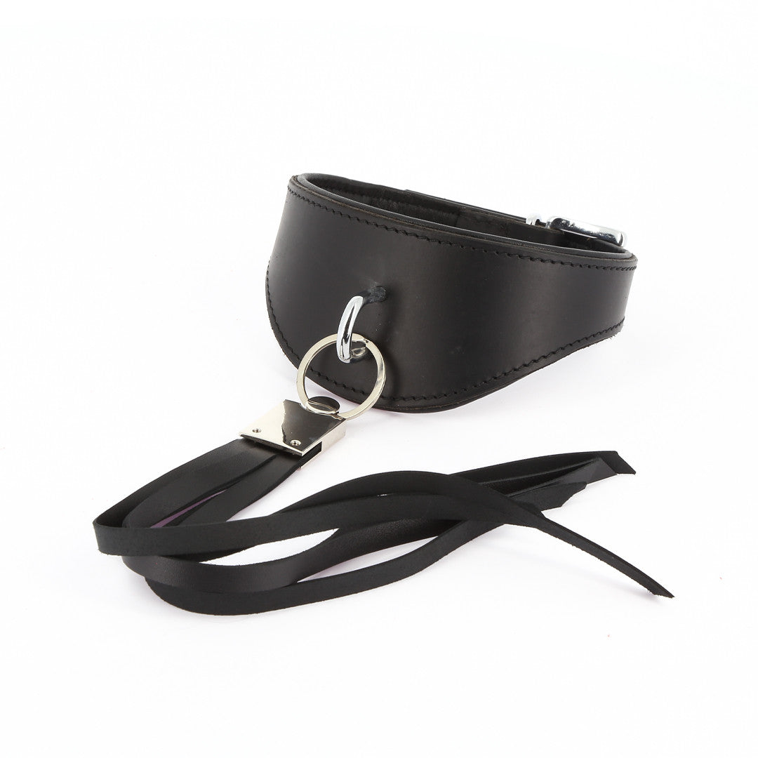 Collier Cuir Frange Noir