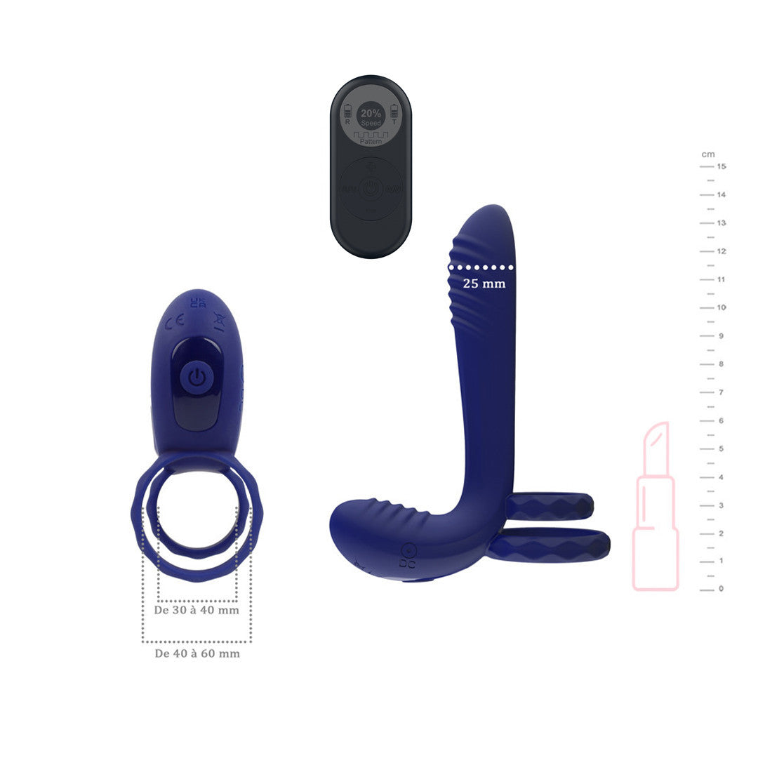 Cockring Vibrant Télécommandé Double Pénétration Propulsion +