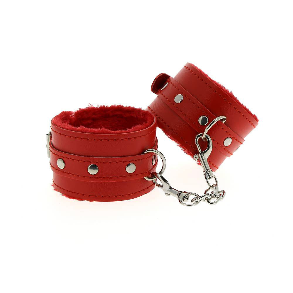 Menottes Erotiques Poignets en Simili Cuir rouge - Be Bondage