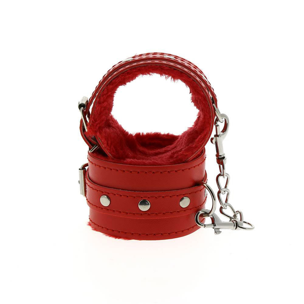Menottes Erotiques Poignets en Simili Cuir rouge et métal - Be Bondage