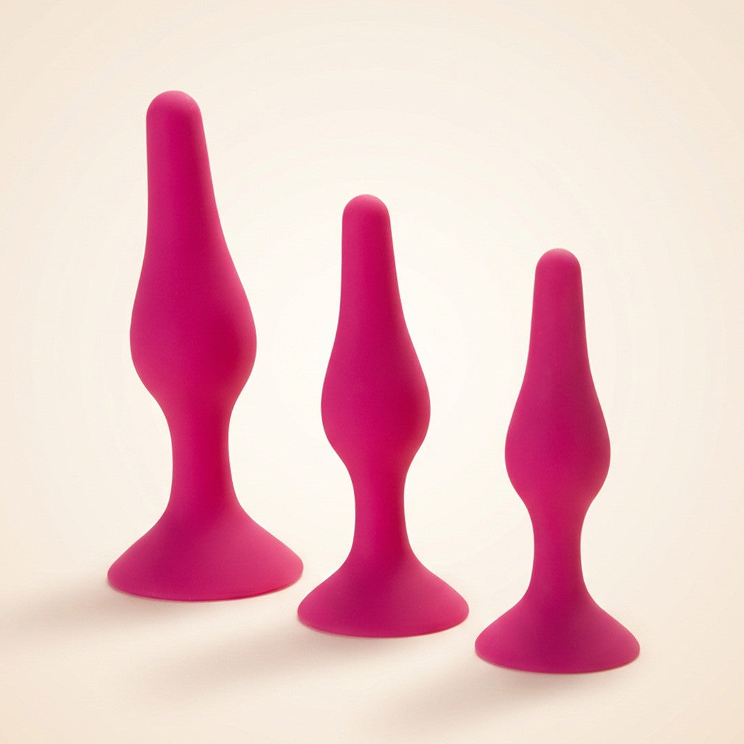 sextoy anal silicone tentation trois tailles rose
