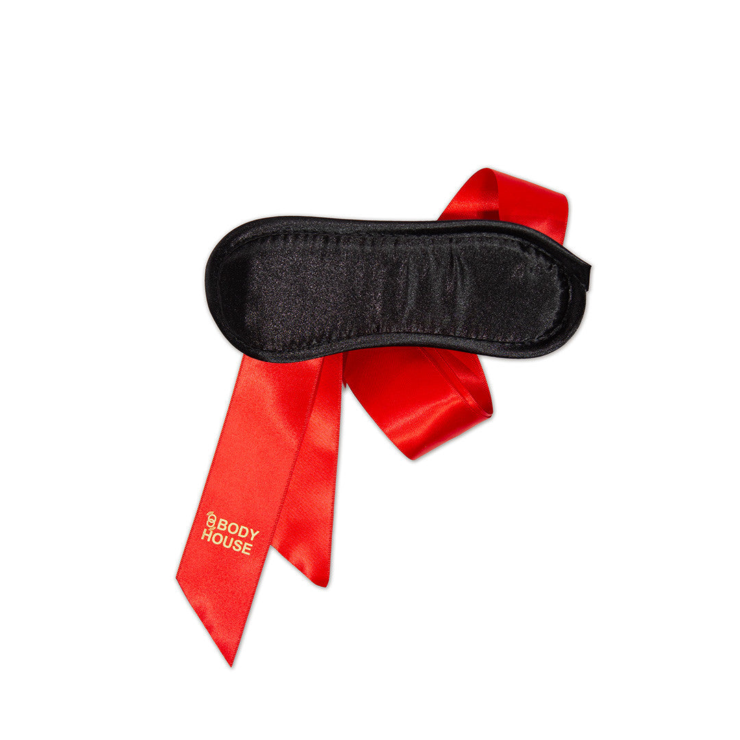 Masque Opaque Satin Rubans Bicolore Rouge/Noir