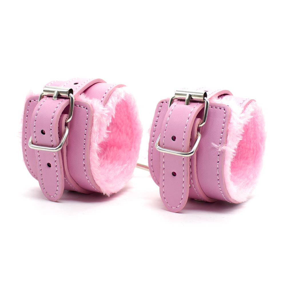 Menottes Erotiques Poignets en Simili Cuir Rose - Be Bondage
