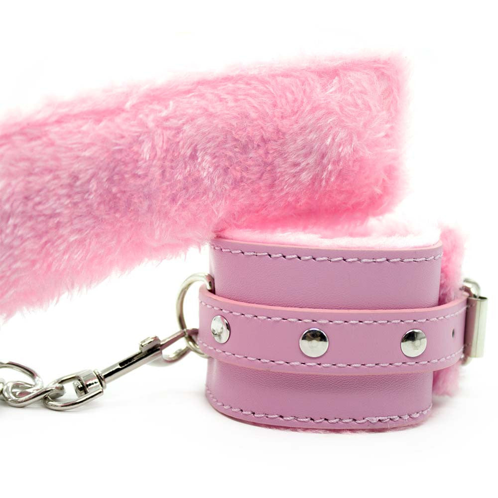 Menottes Erotiques Poignets en Simili Cuir Rose - Be Bondage