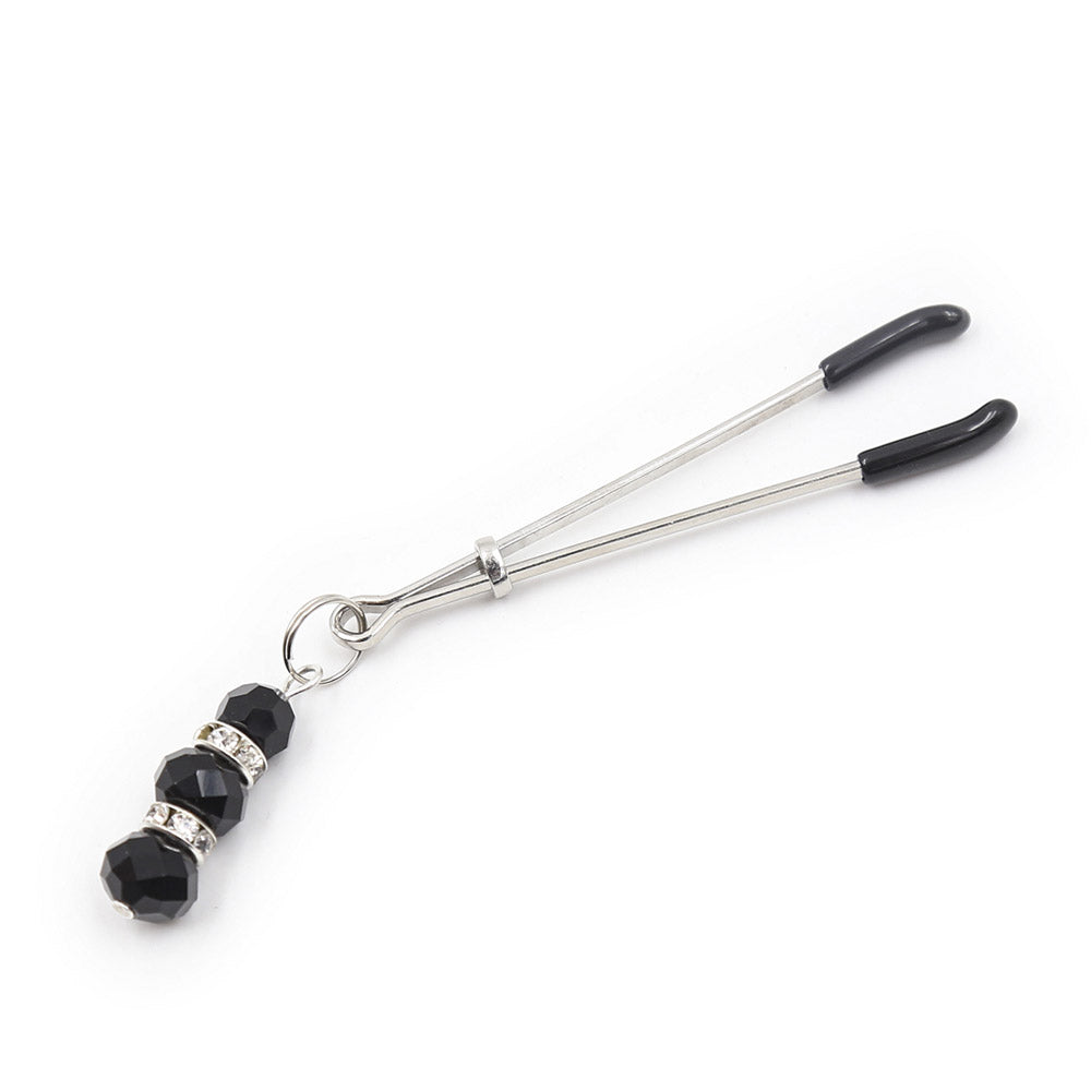 Be Bondage Pinces à Tétons BDSM 3 Billes Bijoux Noires et Argentées Photo Une Pince