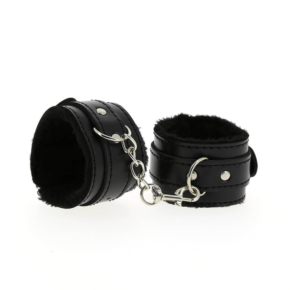 Menottes Erotiques Poignets en Simili Cuir Noir - Be Bondage