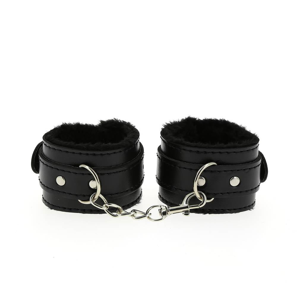Menottes Erotiques Poignets en Simili Cuir Noir - Be Bondage