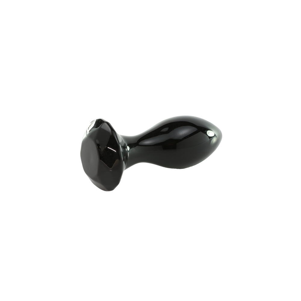 Petit Plug en Verre Diamant Noir vu couché