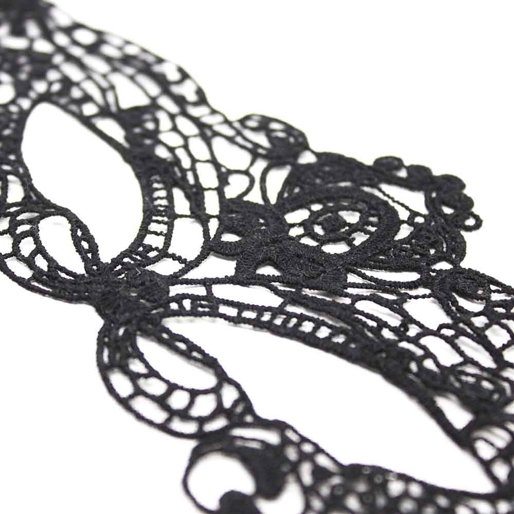 Masque Dentelle Noir Diadème Oriental - À Plat - Be Bondage