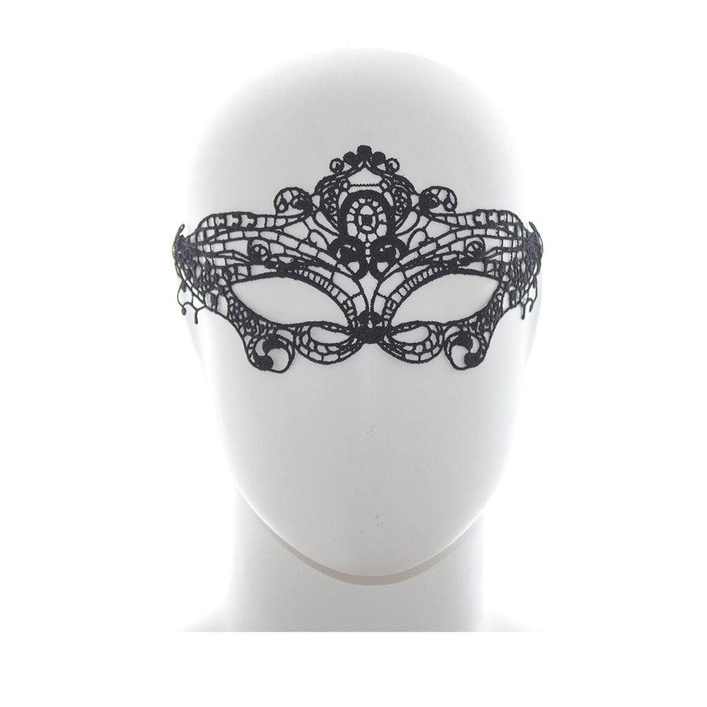 Masque Dentelle Noir Diadème Oriental - Vue de Face - Be Bondage