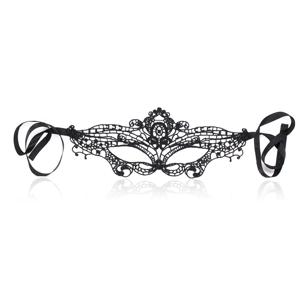 Masque Dentelle Noir Diadème Oriental - Entier - Be Bondage