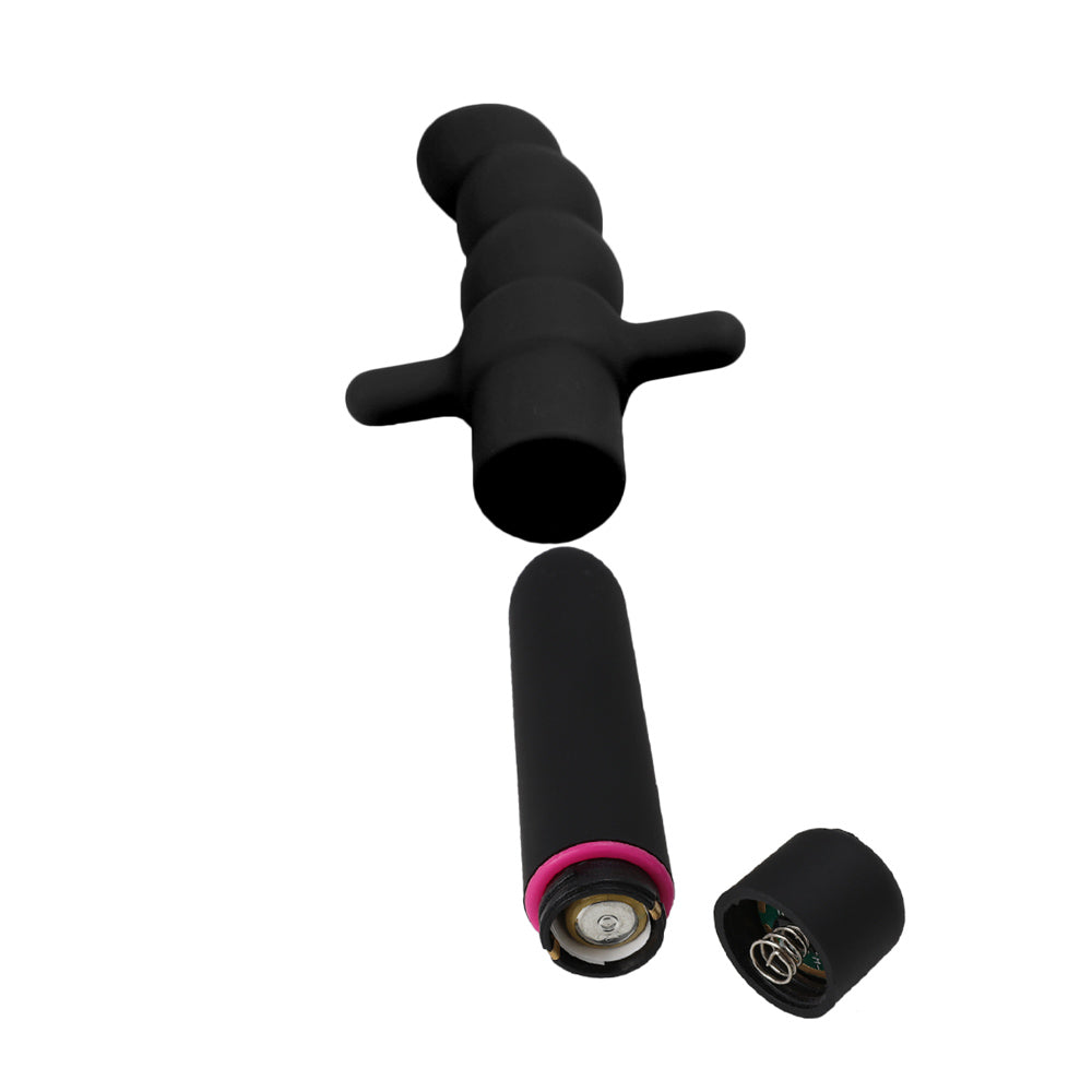 Vibromasseur Anal 2 en 1 Pimpant Noir vibromasseur ouvert