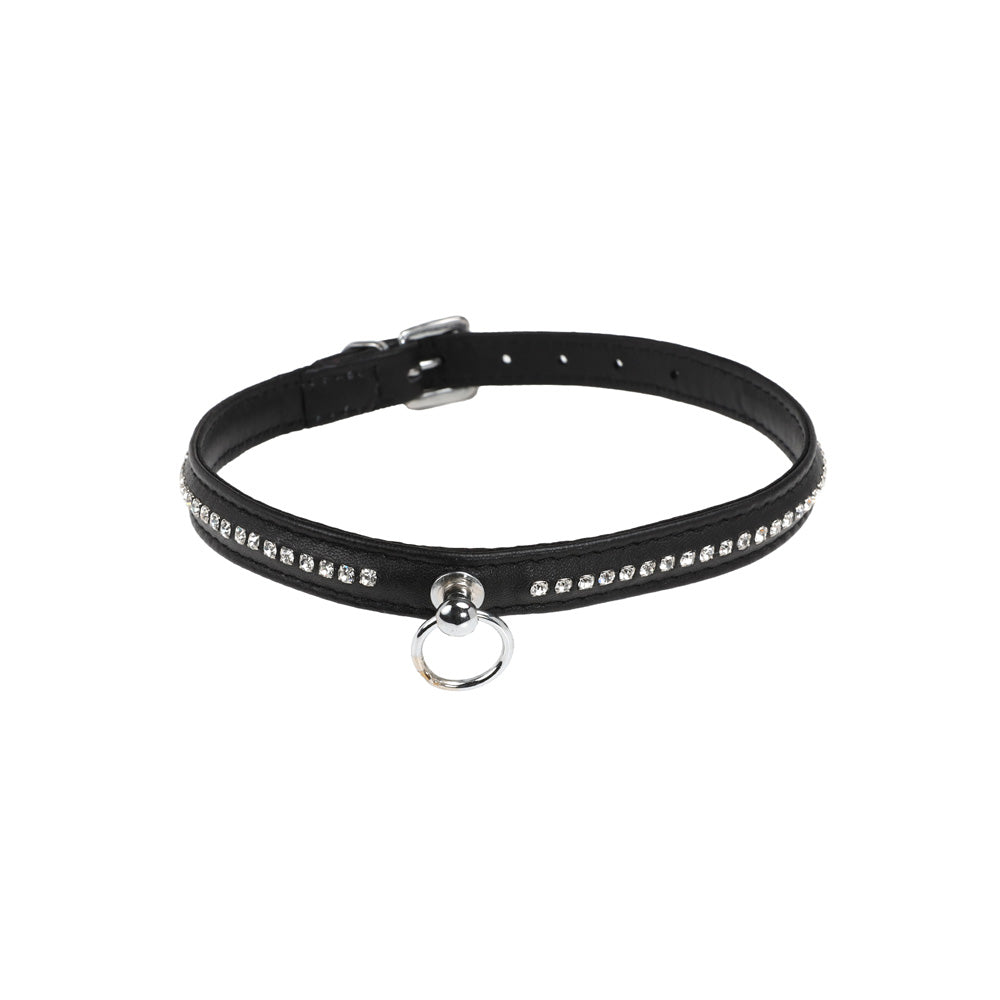 Collier Cuir & brillants Une Bande - Be Fetish