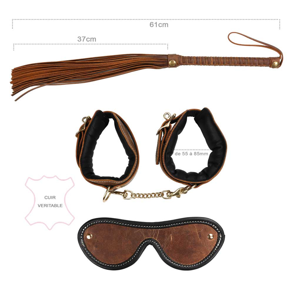 Coffret Cuir Véritable Vieilli 3 Pièces