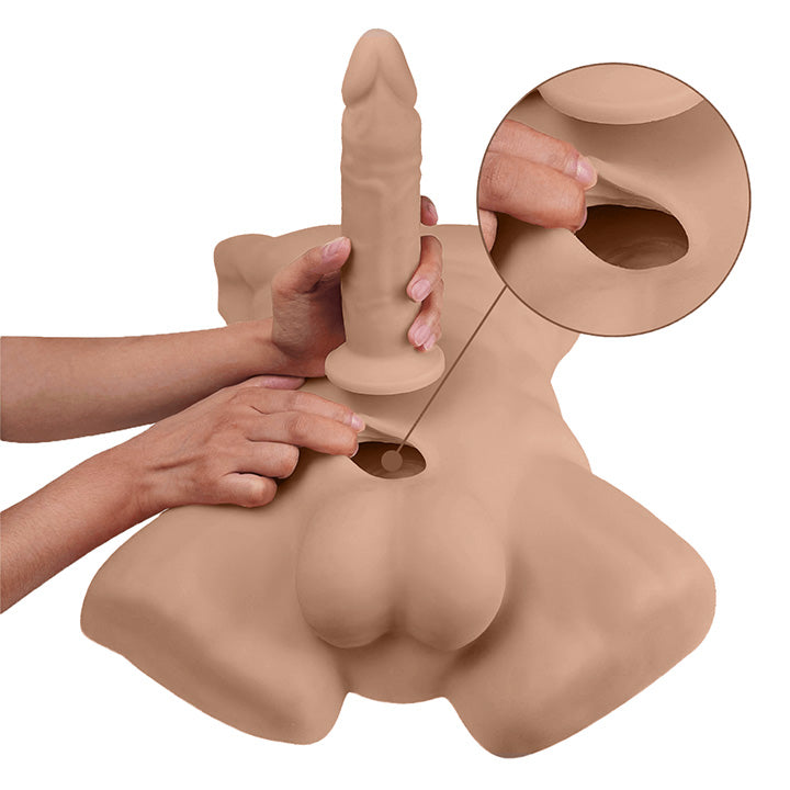 Buste Apollo avec Dildo Interchangeable - Marron - 3