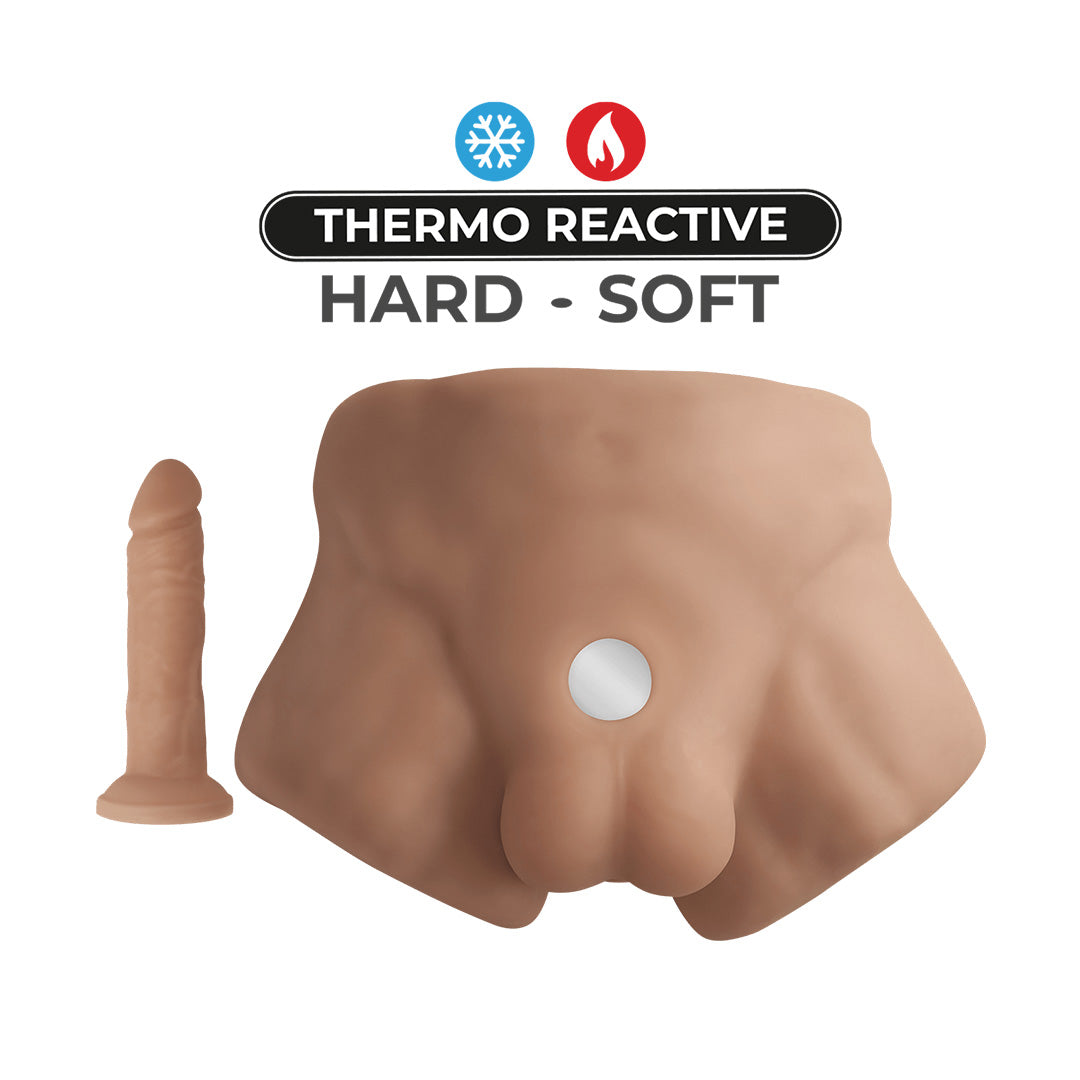 Demi Buste Apollo avec Dildo Interchangeable - Marron - 5