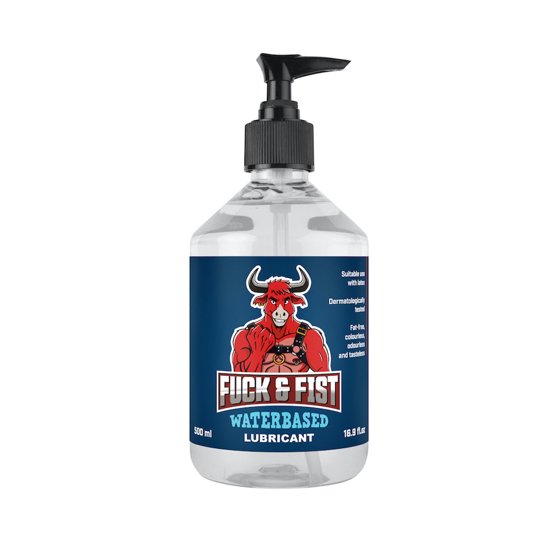 Lubrifiant à base d'eau Fuck & Fist 500 ml en flacon pompe transparent à étiquette bleue