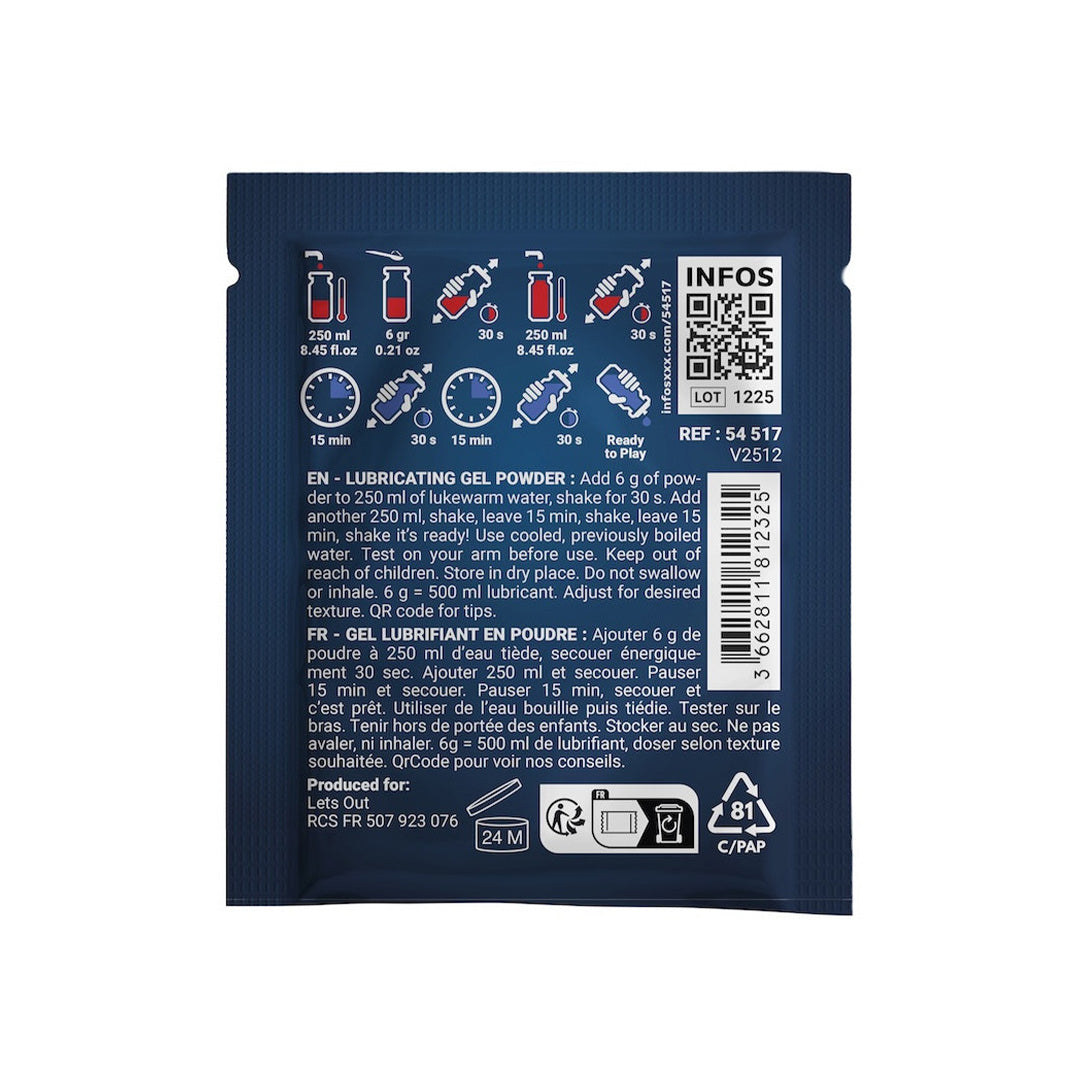 Vue de dos du sachet FF Powder 6 g Fuck & Fist avec mode de préparation illustré