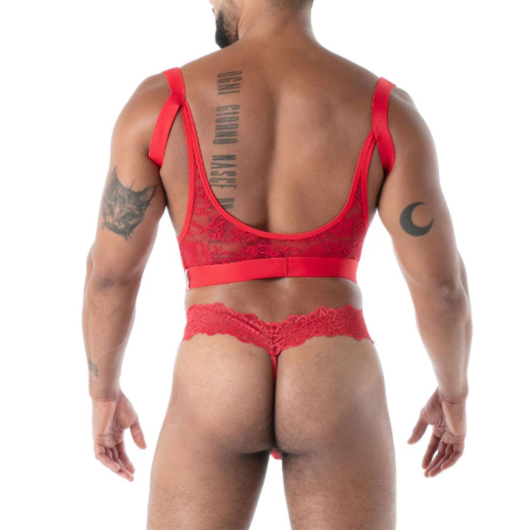 String en dentelle fluide - Rouge - 4