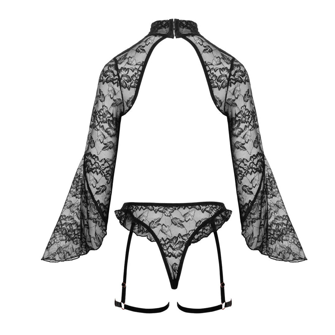 Top et String Ouvert avec Chainettes Noir