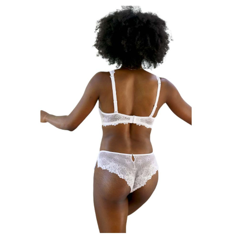 Soutien-Gorge Dahalia Valège Décolleté Push Up Dentelle Bretelles Modulables Blanc Vue de Dos