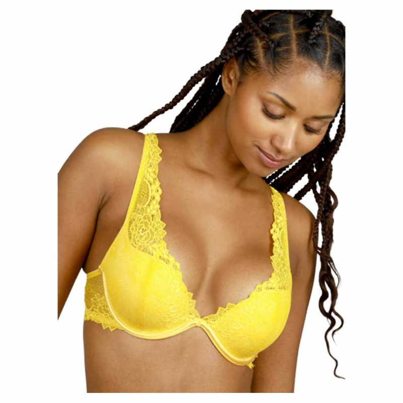 Soutien-Gorge Dahalia Valège Décolleté Push Up Dentelle Bretelles Modulables Vert Menthe Vue de Face